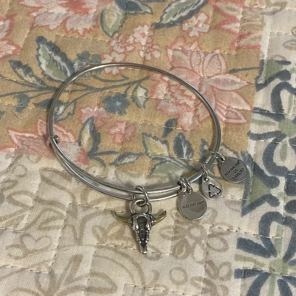 Alex and Ani Silver and Gold Bull Skull Bracelet - Picture 4 of 5